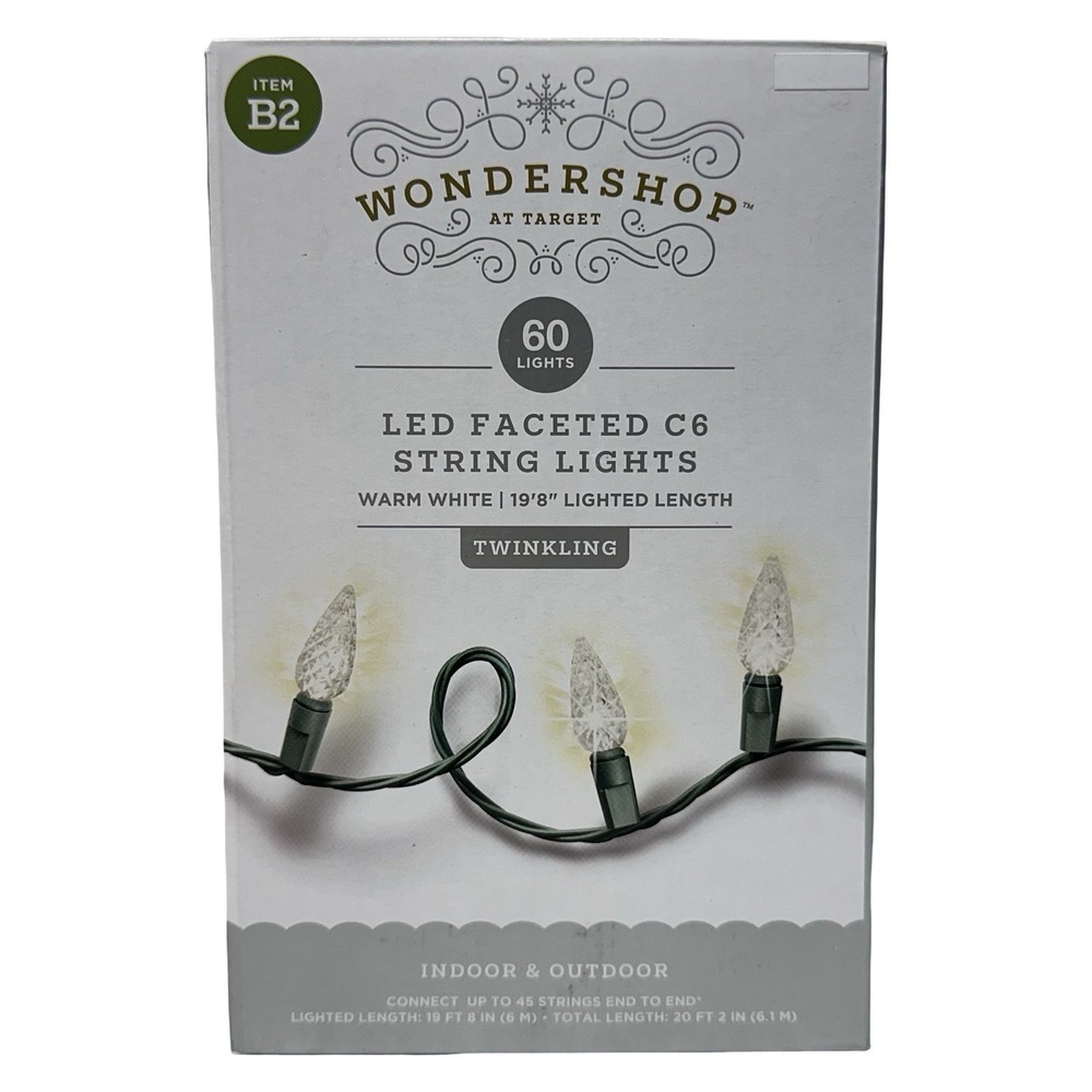 Wonder Shop Warm White 60CT LED C6 String End to End Lights Indoor Outdoor 19'8"